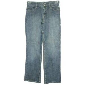 Chicos Platinum Womens Blue Rhinestone‎ Pocket Bootcut Jeans Size 0.5 US 6 Small